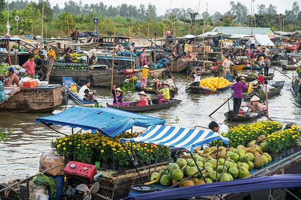 Floating market of Mekong delta