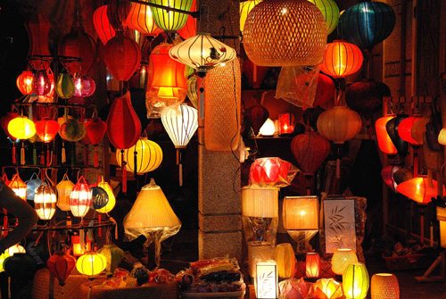Evening in Hoi An: Traditional lanterns on sale